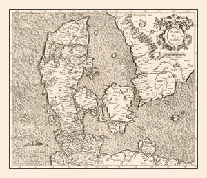 Vintage Map of Denmark 1595