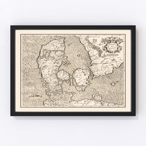 Vintage Map of Denmark 1595