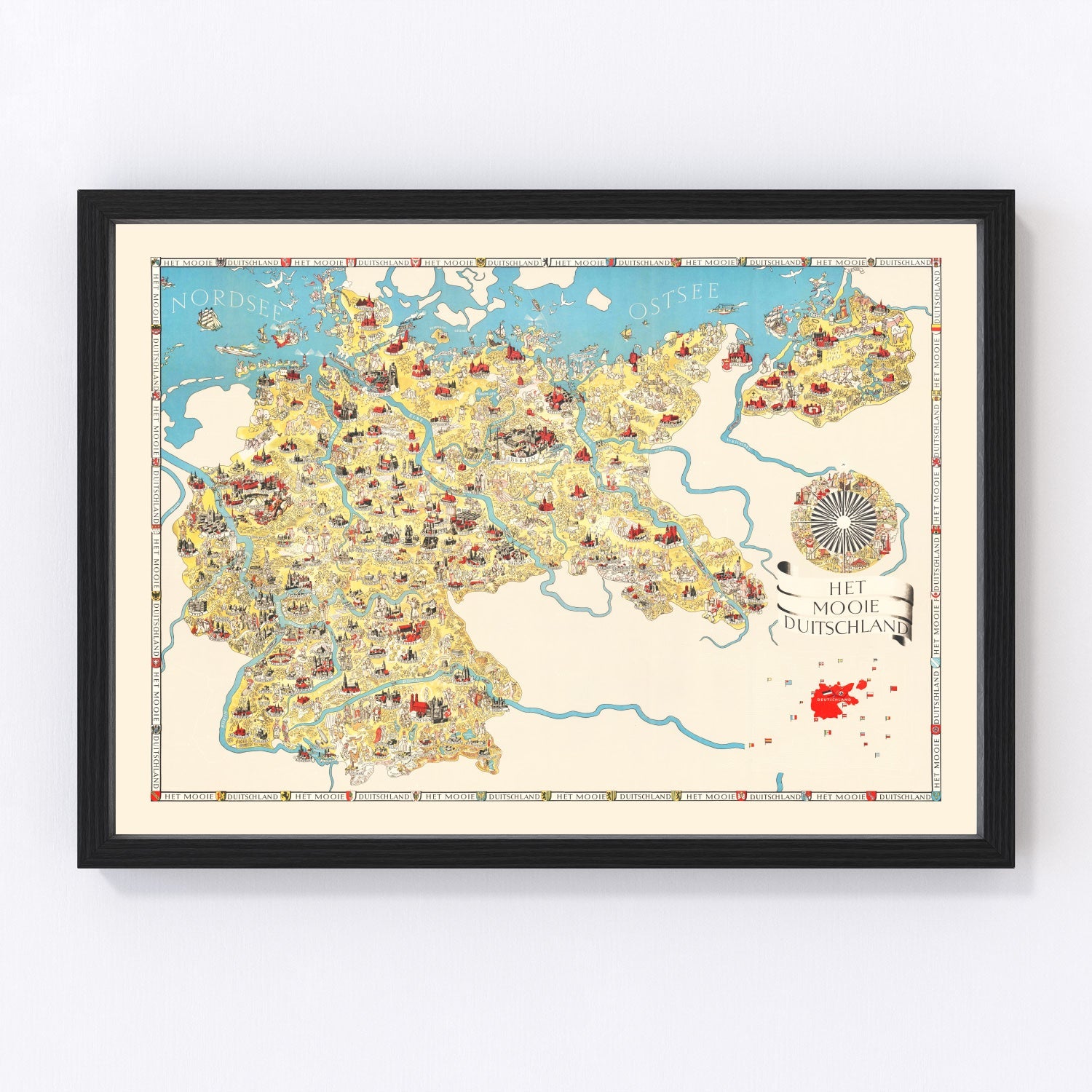 Vintage Propaganda Tourist Map of Germany 1936