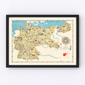 Vintage Propaganda Tourist Map of Germany 1936