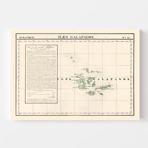 Vintage Galapagos Islands Map 1827