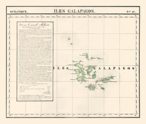 Vintage Galapagos Islands Map 1827