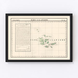 Vintage Galapagos Islands Map 1827