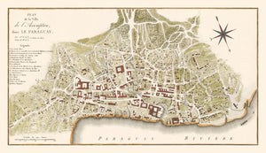 Vintage Map of Asuncion, Paraguay 1809