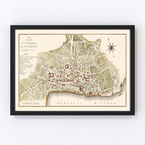 Vintage Map of Asuncion, Paraguay 1809