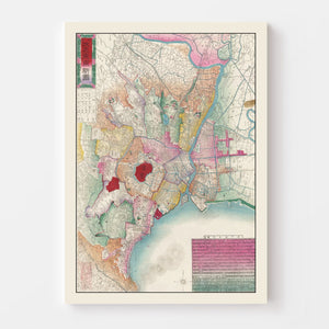 Vintage Map of Tokyo, Japan 1887