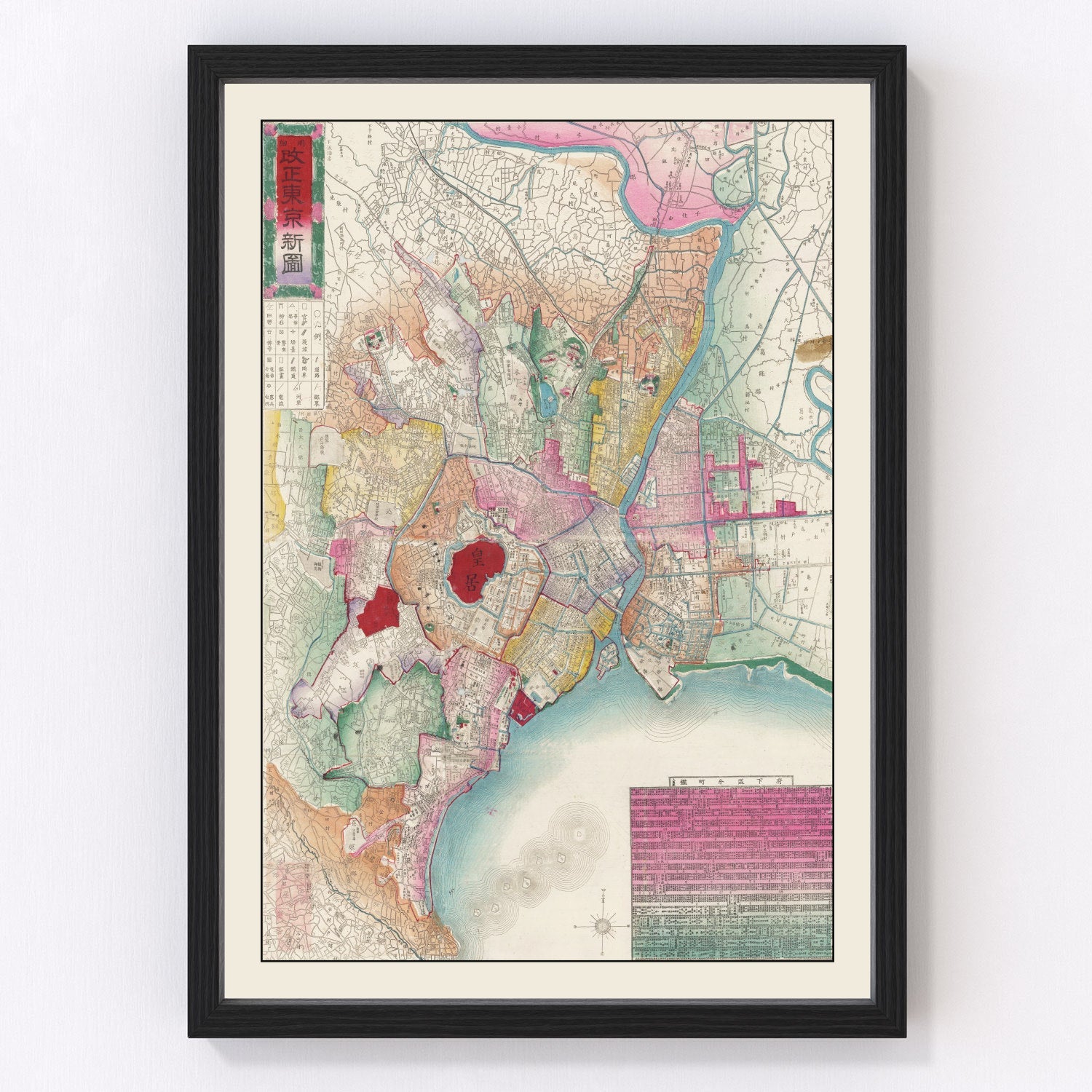 Vintage Map of Tokyo, Japan 1887