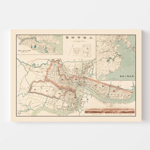 Vintage Map of Shanghai, China 1932