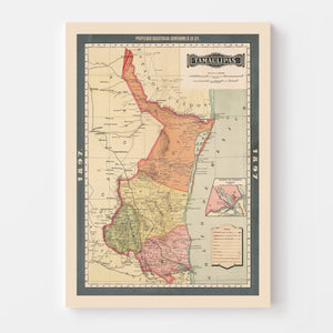 Vintage Tamaulipas, Mexico Map 1897