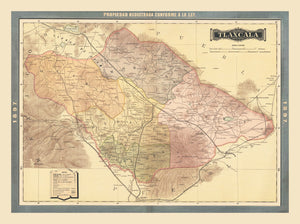 Vintage Tiaxcala, Mexico Map 1897