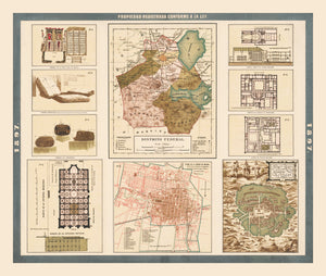 Vintage Map of Mexico City, Mexico 1897