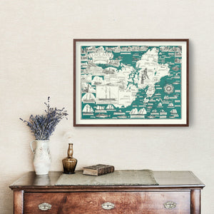 Vintage Pictorial Map of Cape Ann 1947