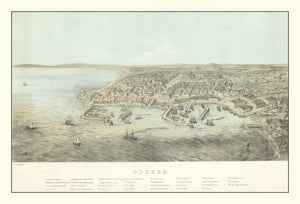 Vintage Map of Odesa, Ukraine 1854
