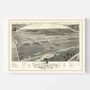 Vintage Camp Framingham, MA Map 1885