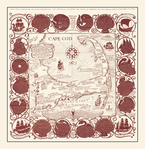 Vintage Pictorial Map of Cape Cod 1948