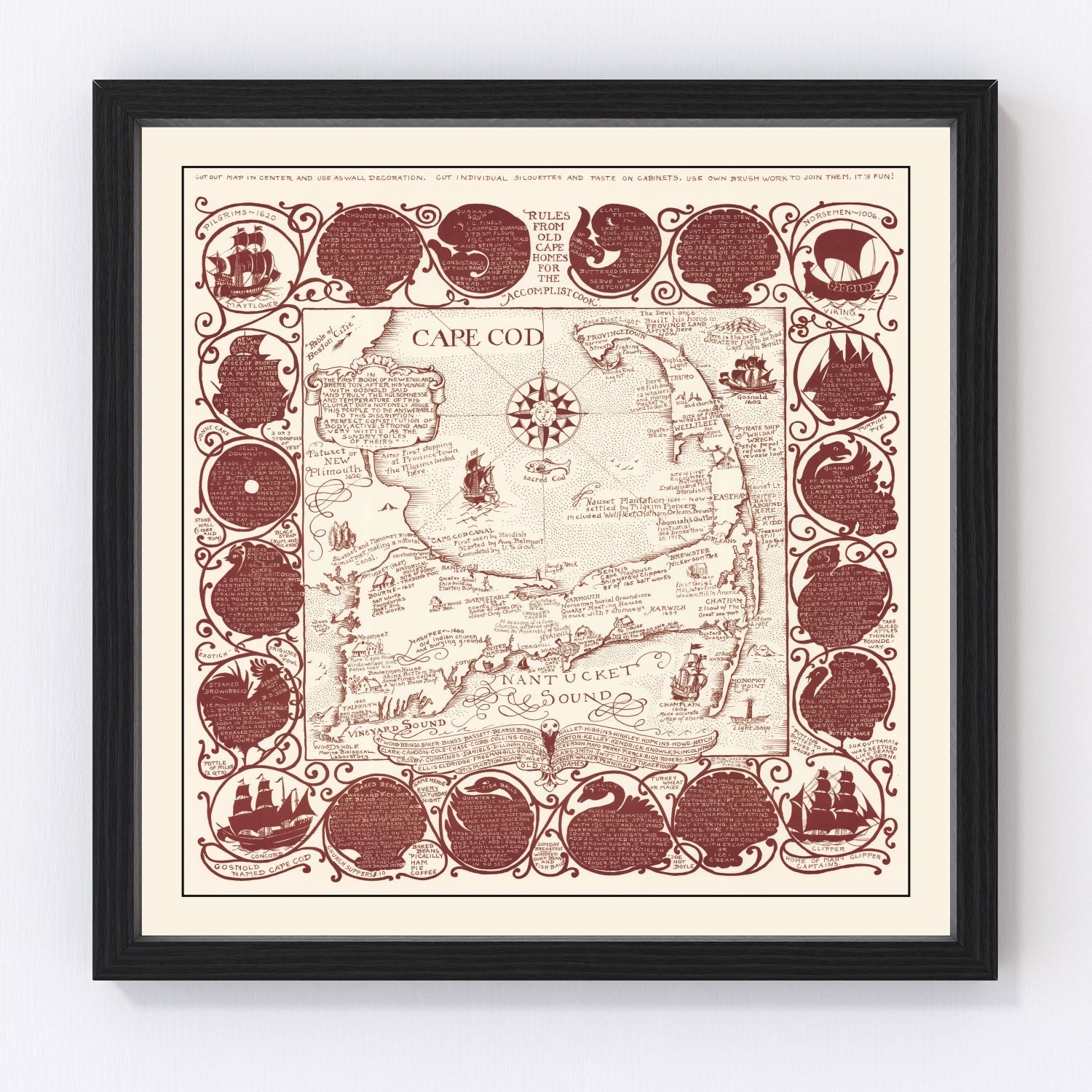 Vintage Pictorial Map of Cape Cod 1948