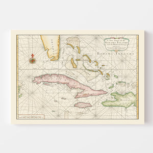 Vintage Bahamas Map 1737