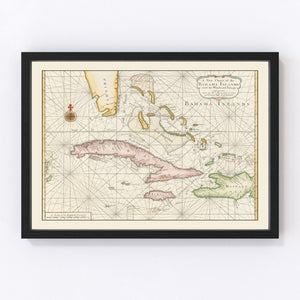 Vintage Bahamas Map 1737