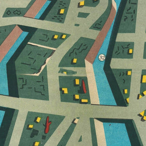 Vintage Map of Hiroshima, Japan 1947
