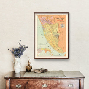 Vintage Malabar, India Map 1892