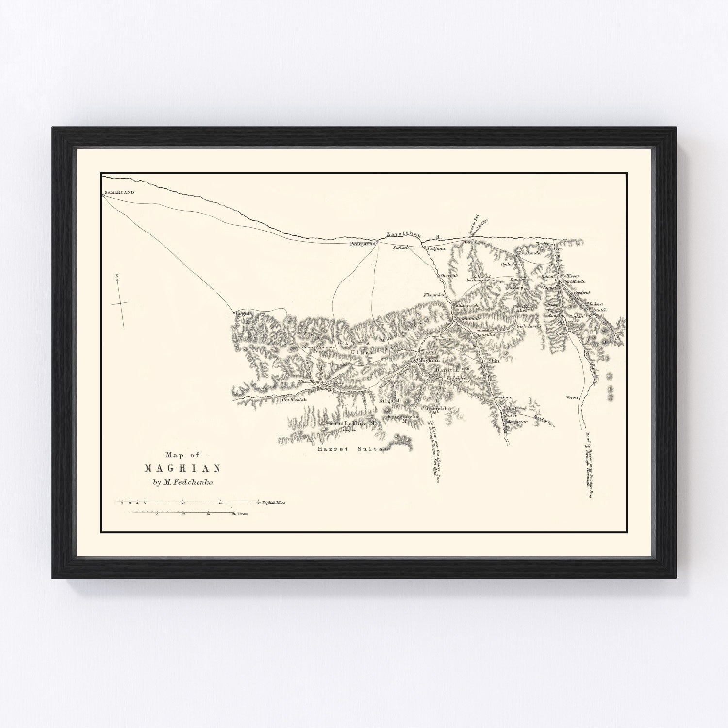 Vintage Western Tajikistan Map 1873
