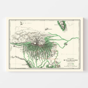 Vintage Mount Kilimanjaro Map 1885