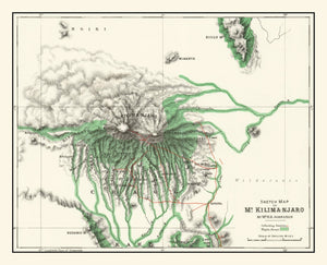 Vintage Mount Kilimanjaro Map 1885