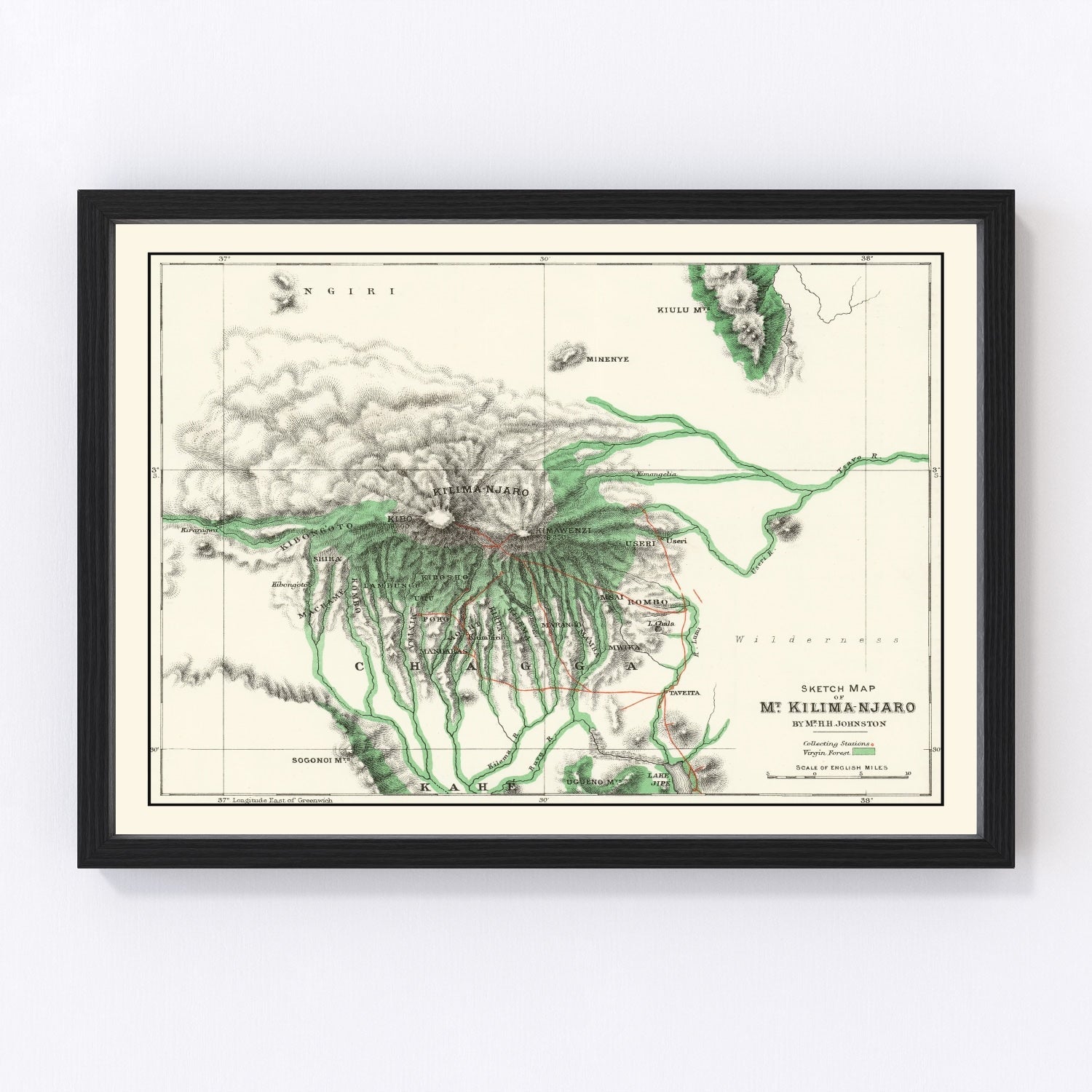 Vintage Mount Kilimanjaro Map 1885