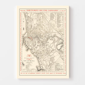 Vintage Map of Manila, Philippines 1938