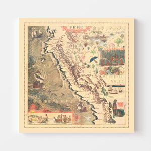 Vintage Pictorial Map of Peru 1597
