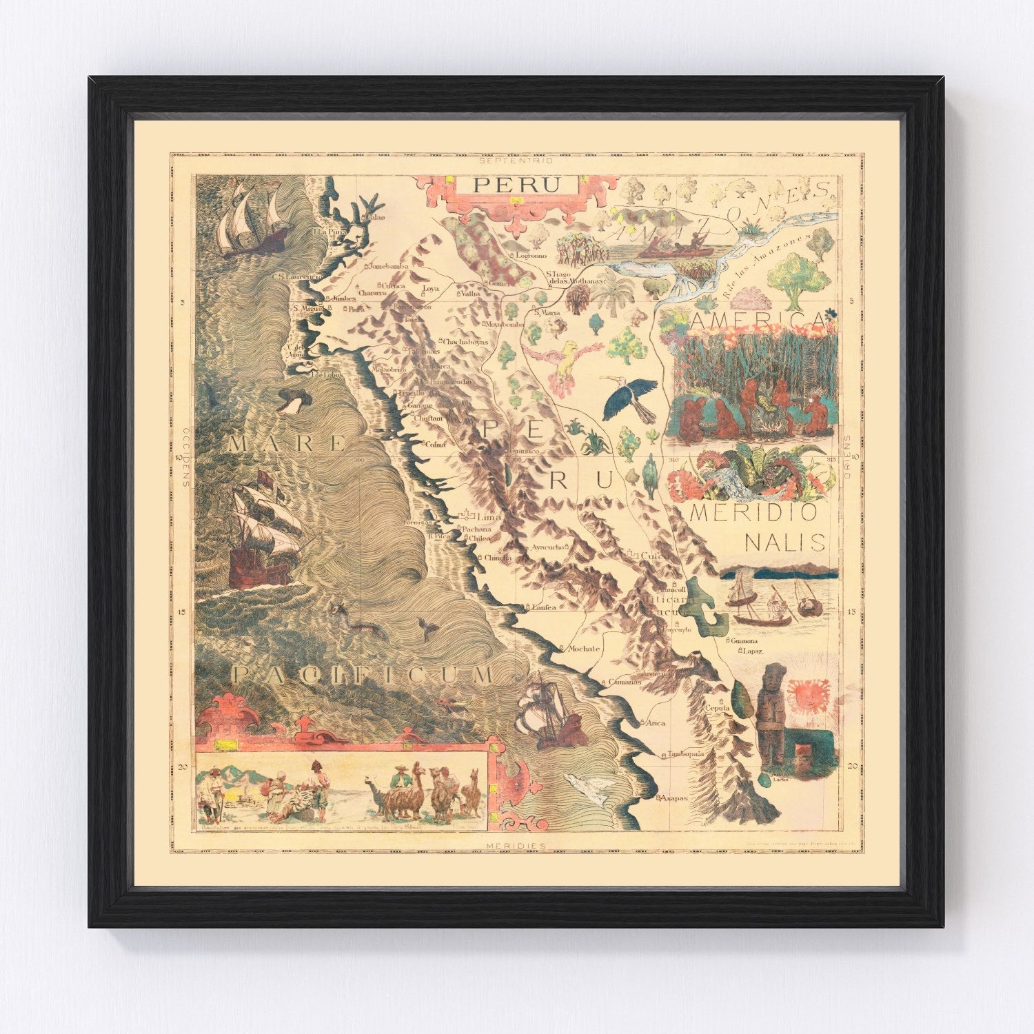 Vintage Pictorial Map of Peru 1597