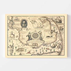 Vintage Pictorial Map of Cape Cod 1926