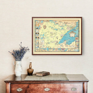 Vintage Pictorial Map of Arrowhead Region, MN 1929