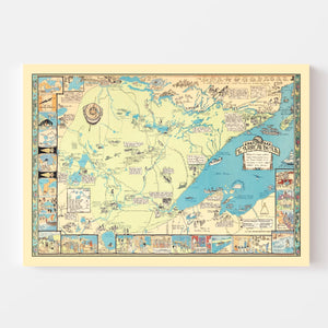 Vintage Pictorial Map of Arrowhead Region, MN 1929