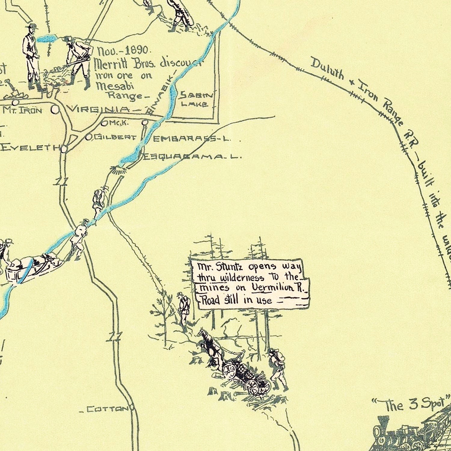 Vintage Pictorial Map of Arrowhead Region, MN 1929