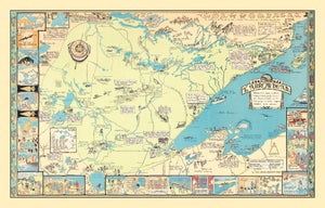 Vintage Pictorial Map of Arrowhead Region, MN 1929
