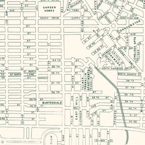 Vintage Map of Savannah, Georgia 1956