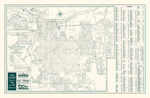 Vintage Map of Savannah, Georgia 1956