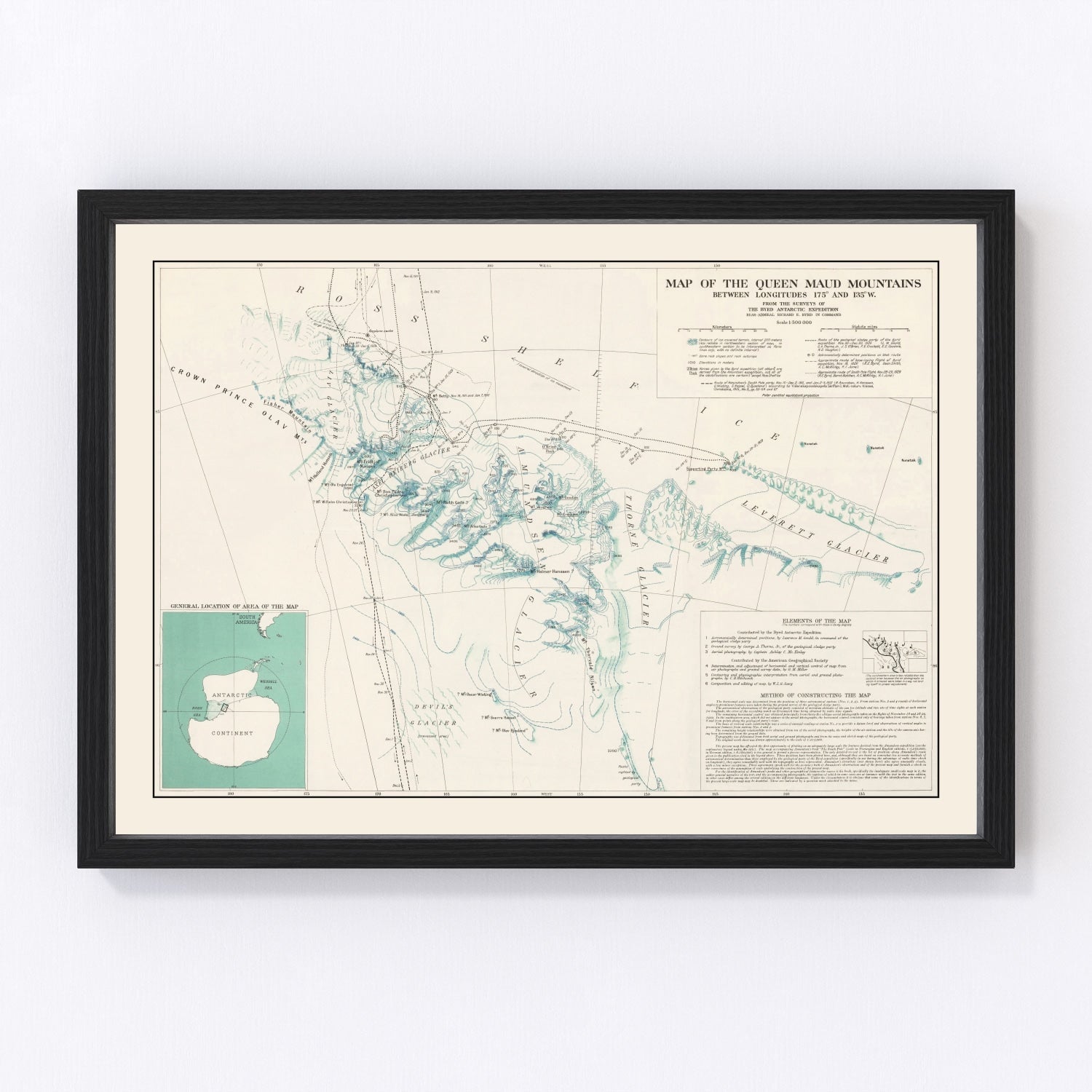 Vintage Queen Maud Mountains Map 1931