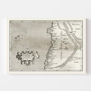 Vintage Map of Chile 1597