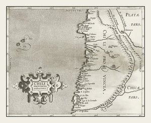 Vintage Map of Chile 1597