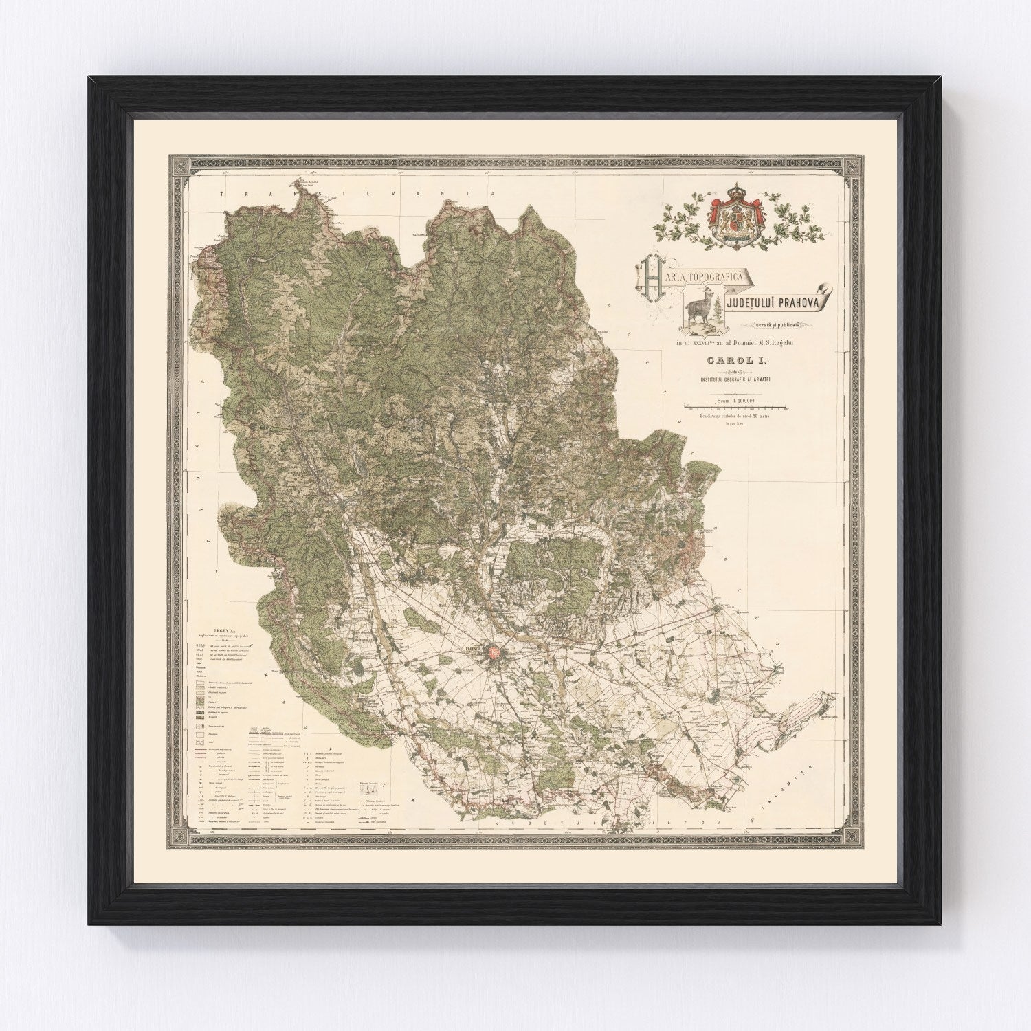 Vintage Prahova, Romania Map 1904