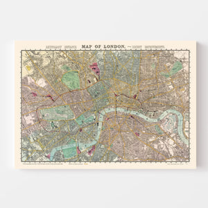 Vintage Map of London, England 1887