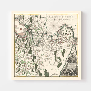 Vintage Lake Ladoga Map 1760
