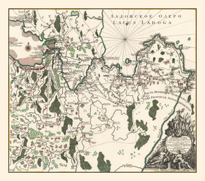 Vintage Lake Ladoga Map 1760