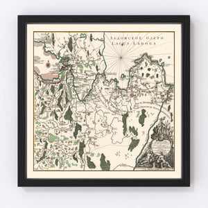 Vintage Lake Ladoga Map 1760