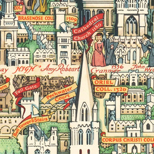 Vintage Map of Oxford, England 1948