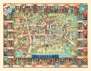Vintage Map of Oxford, England 1948