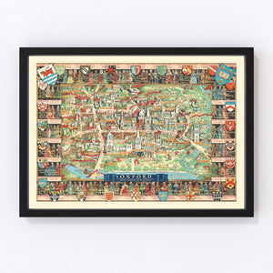 Vintage Map of Oxford, England 1948
