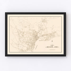 Vintage Map of Singapore City, Singapore 1930
